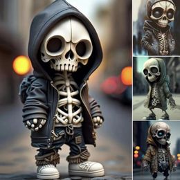 Decorative Objects Figurines Skull Sculptures And Resin Statue Art Ornament Alien Hoodie Desk Accessories Courtyard Outdoor Garden Room Decor 231219