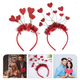 Bandanas 2 Pcs Props Heart-Shaped Headband Girls Valentines Day Hair Hoop Pu Accessories