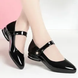 Dress Shoes Sapatos Femininas Women Casual High Quality Black Square Heel Zapatos De Mujer Lady Fashion Comfort Stylish Pumps C1262