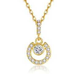Luxury 18k Gold Plated Full Diamond Pendant Necklace Jewellery Fashion Women Micro Set Zircon S925 Silver Necklace for Women's Wedding Party Valentine's Day Gift SPC