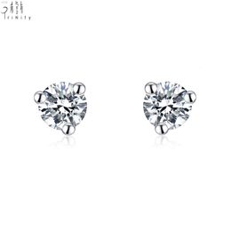 Trendy Daily Wear Simple Prong Setting Real Small Diamond Stud Earring 18k White Gold Jewellery