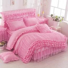 Bedding sets Home Comforter Solid Cover Two Layers Lace Bedding Set Luxury Winter Duvet Very Warm 220x240 with 2 Pcs Pillowcases 231218