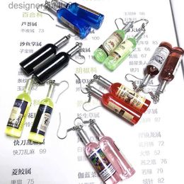 Dangle Chandelier JWEIJIAO Resin Wine Bottle Dangle Earrings For Women 2021 Red Yellow Blue 7 colors random label Drop Earrings Simulation JewelryL231219