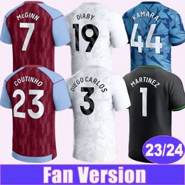 23 24 MCGINN TRAORE Mens Soccer Jerseys COUTINHO CASH DIGNE MINGS WATKINS BUENDIA WESLEY Home Purple 3rd GK Football Shirt Adult Uniforms