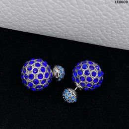 Stud Earrings Metallic Texture Personality Blue Exquisite