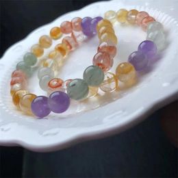 Link Bracelets Natural Coloured Crystal Quartz Bracelet Madagascar Round Bead Healing Lovers Women Jewellery Gift 8.5mm