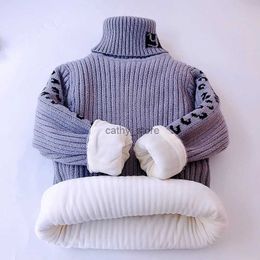 Pullover Sweaters For Boys Winter Clothes Girls Leopard Fashion New Children Turtleneck Thick Warm Soft Kids Knitting CostomL231215