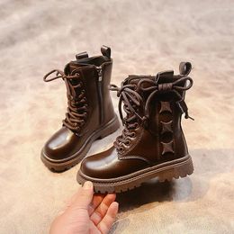 Boots Children Winter Girls Leather Shoes Kids Casual Sneakers Waterproof Ankle Short Warm Plush Boys Toddler Snow