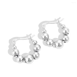 Stud Earrings 925 Sterling Silver For Female Niche High-end Fashionable Elegant Retro Style Round Bead