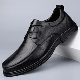 Dress Shoes 2023 Men Genuine Leather Breathable Casual Business Handmade Lace Up Office Mens Flat Designer