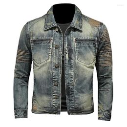 Men's Jackets Denim Jacket European-style Casual Personality Embroidered Vintage To Do Old Yellow Four Seasons