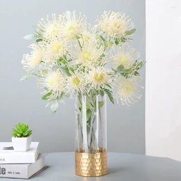 Decorative Flowers Simulated European Style Forest 3-prong Gold Needle Cushion Flower Artificial For Home Decoration