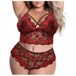 Sexy Set Women's Lingerie Set Sexy Plus Size Lingerie Corset Lace Bralette Two Piece Underwear Sexy Lingerie Porn Costume Female Lenceria 231218