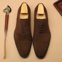 Dress Shoes Men's Loafers Suede Leather Slip On Brown Black Penny Men Summer Wedding Office Genuine 231218