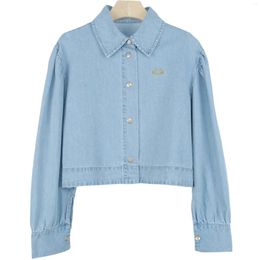 Women's Blouses CHUNYIN Korean Fashion Streetwear Women Light Blue Denim Tops Jacket Autumn Winter Clothes Female Short Shirt Top Coat