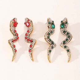 Luxury Designer Women's Earrings Personalised Fashion Snake Earrings Full Diamond Retro Earrings Ladies Trend Personalised Zodiac Jewellery Birthday Gift