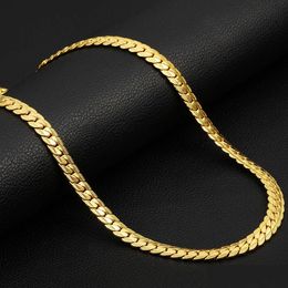 Chains Antique Flat Snake Chain Necklace 4/7Mm 14K Yellow Gold Choker Long Chains For Women Men Jewellery Drop Delivery Jewellery Necklace Dhy5W