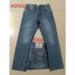 Designer Jeans viola Pantaloni da uomo Adesivi skinny neri Lavaggio chiaro Strappato Moto Joggers Rock Revival True Religions Pantaloni di marca da uomo di alta qualità