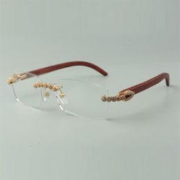 Designer bouquet diamond glasses Frames 3524012 with original wood temples for unisex size 56-36-18-135mm235L