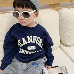 Pullover Baby Boys Sweatshirt Cotton Long Sleeved T-shirts for Kids Letter Printed Hoodies Spring Fall Winter Big Children's ClothesL231215