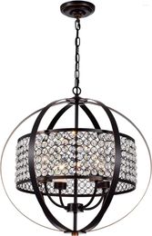 Chandeliers Warehouse Of Tiffany Elizabeth Oil Rubbed Bronze 4-Light Globe Crystal Shade Pendant Brown Chandelier