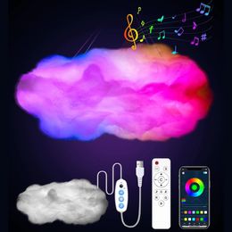 Decorative Objects Figurines Remote Control with Bluetooth-Compatible LED RGB USB Smart Clouds Night Lamp Easy Installation for Party Supplies 231218