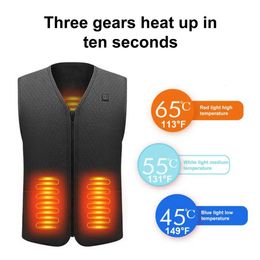 Men Vest Unisex Usb Heating with Three Gear Adjustment V Neck Energy saving Zipper Closure for Winter Padded Thick 231020