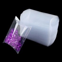 60Pcs/lot Candy Box Clear Box Pillow Shape Packaging Box PVC Wholesales Gift Box Bags for Wedding Party Supplies Favour Decor 231220