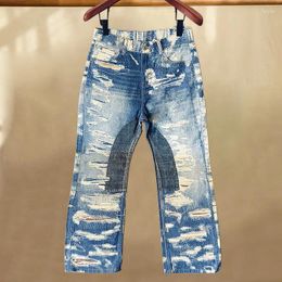 Men's Jeans Fall Loose Print Mens Ripped Masculina Hombre American European Streetwear Men Denim Baggy