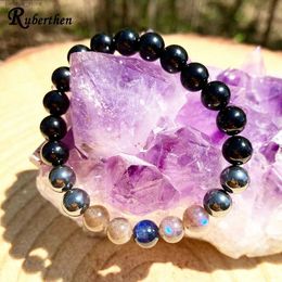 Charm Bracelets Ruberthen Blue Kyanite Hematite Bracelet Natural Labradorite Black Tourmaline Bracelet Negative Energy Empath ProtectionL23121