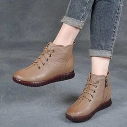 Boots Winter Women's Plus Velvet Warm Short Soft Soles Bare Feet Casual Thick-soled Mother All-match Shoes