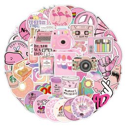 50pcs ins pink girl individual cute graffiti Waterproof PVC Stickers Pack For Fridge Car Suitcase Laptop Notebook Cup Phone Desk Bicycle Skateboard Case.