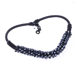 Chains Faceted Crystal Glass Beads Necklace Adjustable Jewelry For Women