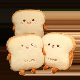 Expression Bread Pillow Cute Simulation Food Toast Soft Doll Warm Hand Cushion Throw Home Decor Kids Toy Christmas Birthday Gift 231220