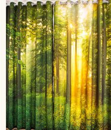 Photo green forest curtains Waterproof Thickened Polyester 3D Printing Shower Curtain Polyester Waterproof