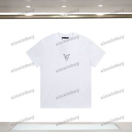 xinxinbuy 2024 Men designer Tee t shirt Back letter printing short sleeve cotton women Black white blue gray khaki yellow XS-XL