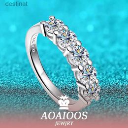 Solitaire Ring AOAIOOS White Gold D Color 4mm Moissanite Ring for Women 1.5CT Stone Match Diamond Wedding Band Bride S925 Sterling Silver GRAL231220