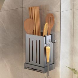 Kitchen Storage Plastics Wall Mounted Drying Rack Cutlery Holder With Drip Tray Chopsticks Tableware For Utensils