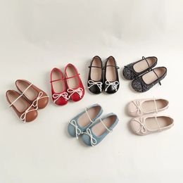 Flat shoes Girls Genuine Leather Party Flats Toddler Children Dress Flats Mary Jane Autumn Kids Bow Princess Shoes Shoes 231219