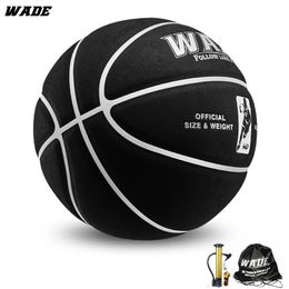 WADE 7# Black PU Moisture Absorbing Suede Leather Basketball Original ball for Adult for Indoor/outdoor 231220