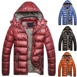 Men s Fur Faux S Arrival Winter Men Solid Colour Hooded Long Sleeve Zip Up Pocket Down Jacket Quilted Coat Wholesale Drop 231219
