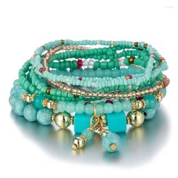 Strand Boho Turquoise Hand For Women Men Individualized Ethnic Style Multi-Layer Bracelet Beach Handmade Jewelry Gift