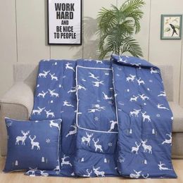 Pillow Print Blanket Aeroplane Car Sofa Office Nap Throw Quilt Christmas Elk 2 In 1 Travel