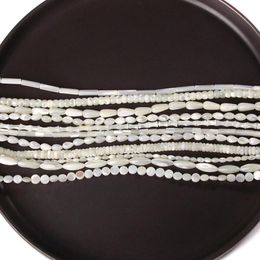 Charms Natural White Mother of Pearl Shell Tube Round Beads Loose Smooth Shell Spacer Beads for Jewellery Making Necklace Bracelet Diy