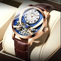 2023 New Swiss Double Tourbillon Mechanical Fully Automatic High End Hollow Waterproof Men's Watch