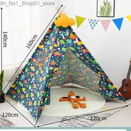 Toy Tents 1.6M Tent Toy Teepee Original Triangle Indian Kids Tent Wigwam For Children Portable Cotton Home Tipi Folding Indoor Girls Boys Q231220