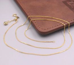 Chains Real Pure 18K Yellow Gold Chain Women Wheat Heart Adjustable Necklace 45cm/1.8g