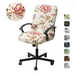 Chair Covers Floral Spandex Office Cover Stretch Fabric Roating Computer Seat Anti-Slip Zipper Armrest Study Chairs Slipcovers