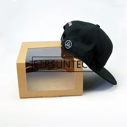 Gift Wrap 50pcs/lot 195 120mm Brown Red Black Transparent Kraft Paper Box With Window Hat Packing Clothes Boxes