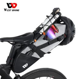 WEST BIKING Bicycle Saddle Bag 10L Foldable Under Seat Bike Bag 100% Waterproof Tools Pannier MTB Road Cycling Tail Rear Bag 231220
